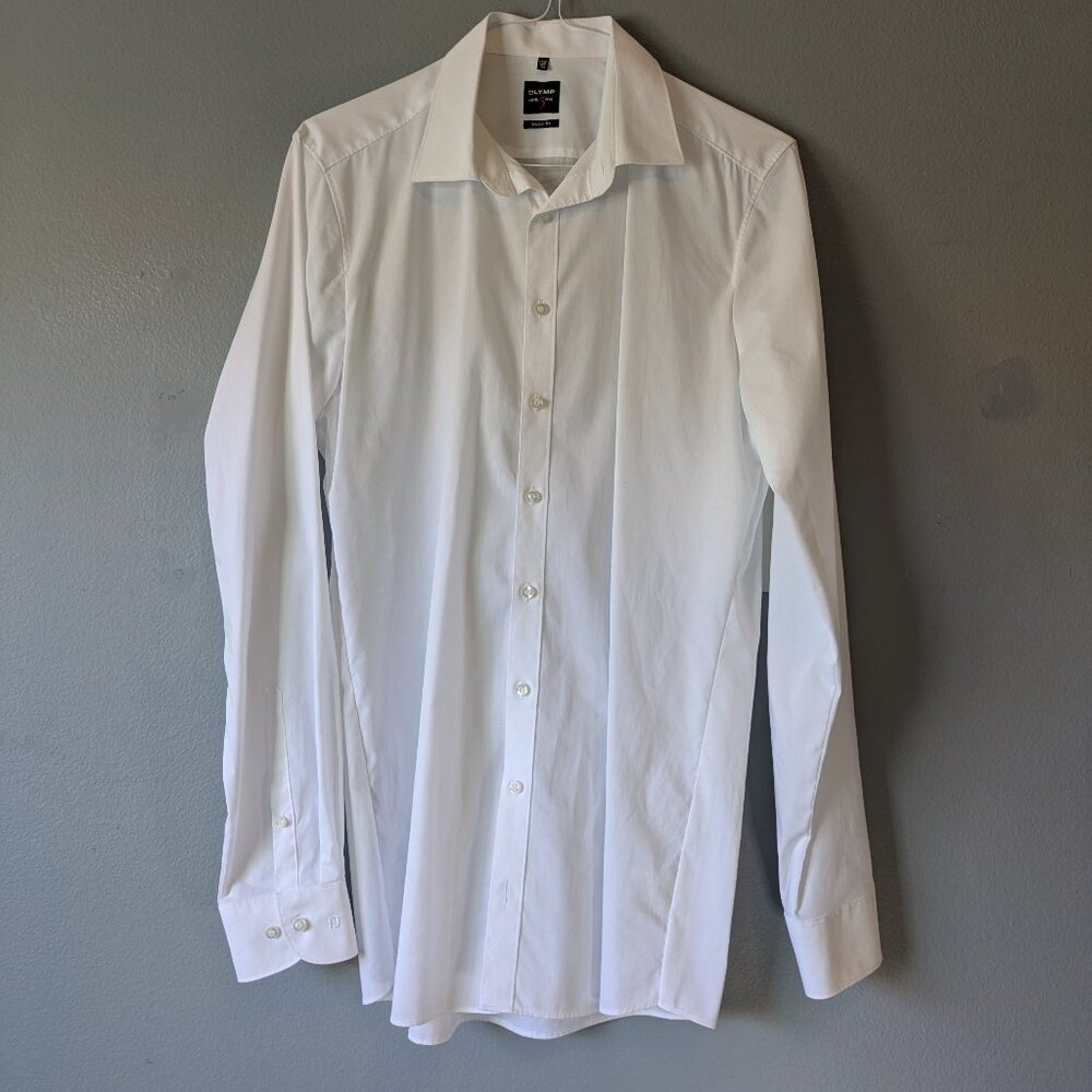Olymp Level 5 Five business body fit white dress shirt men 17.5/44